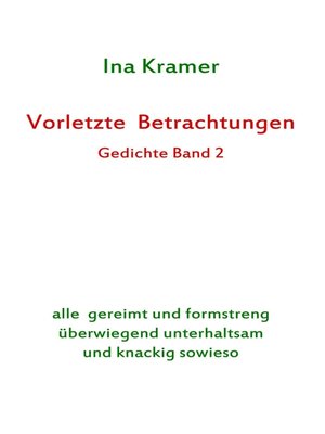 cover image of Vorletzte Betrachtungen